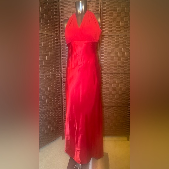 New! Betsy & Adam Red Halter Formal Prom Gown Dress 6 NWT Side Zipper Closure - Picture 2 of 14